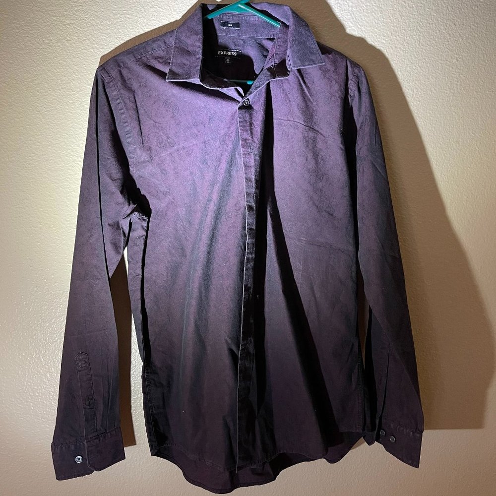 Express Red Button Up (Slim Fit, Subtle Pattern)